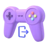 Purple game controller with an arrow icon representing logging in and exploring games