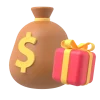 Money bag and gift box icon representing claiming bonuses and rewards on Winbox